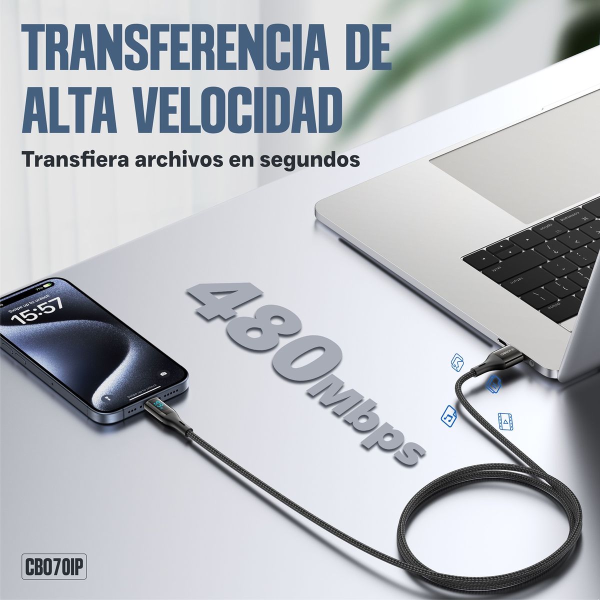 KBOD - Cable Para Carga y Datos Usb Para IP Kbod Cbo70 1-5 Metros 12W Negro
