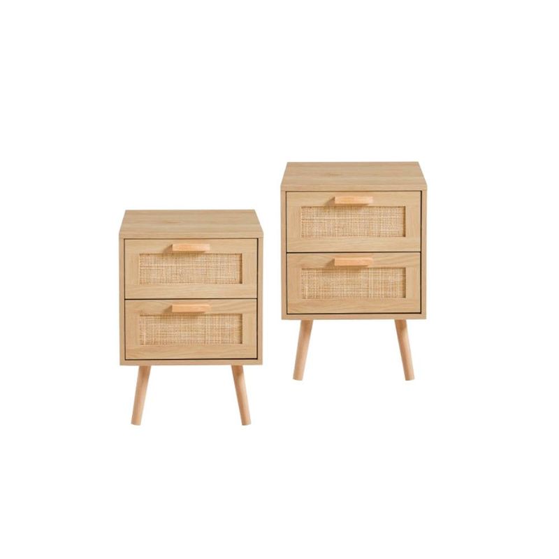 GENERICO - Pack 2 Veladores Eames Mesh Doble  Madera clara