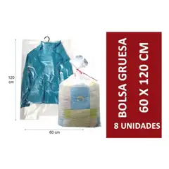 BLOCCARE - Bolsa Plástica Gruesa 60x120 Cm Transparente - 8 Unidades