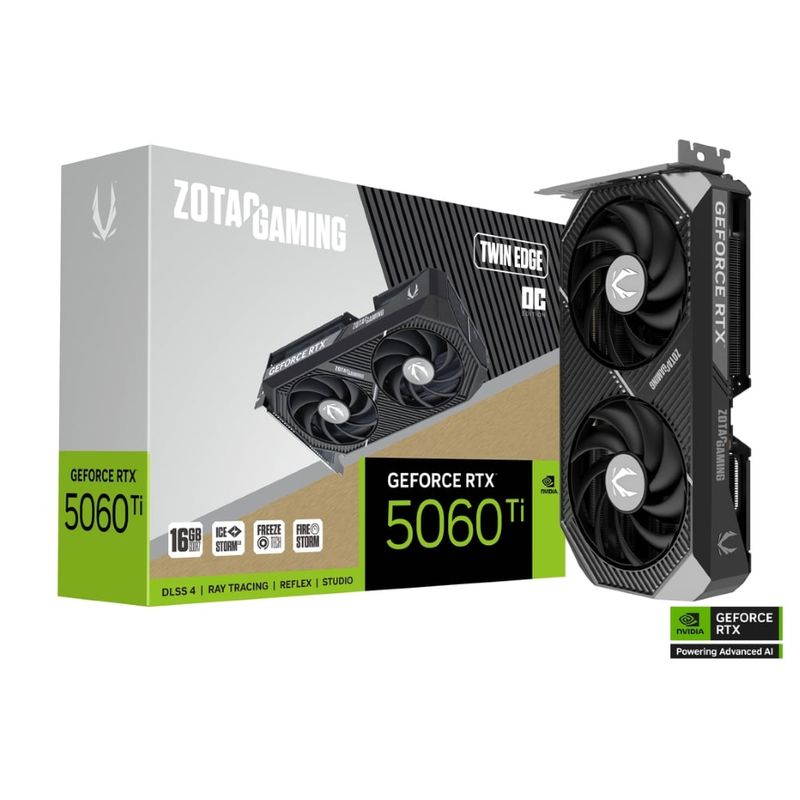 ZOTAC - Tarjeta de Video - Zotac Gaming GeForce RTX 5060 Ti 16GB Twin Edge OC