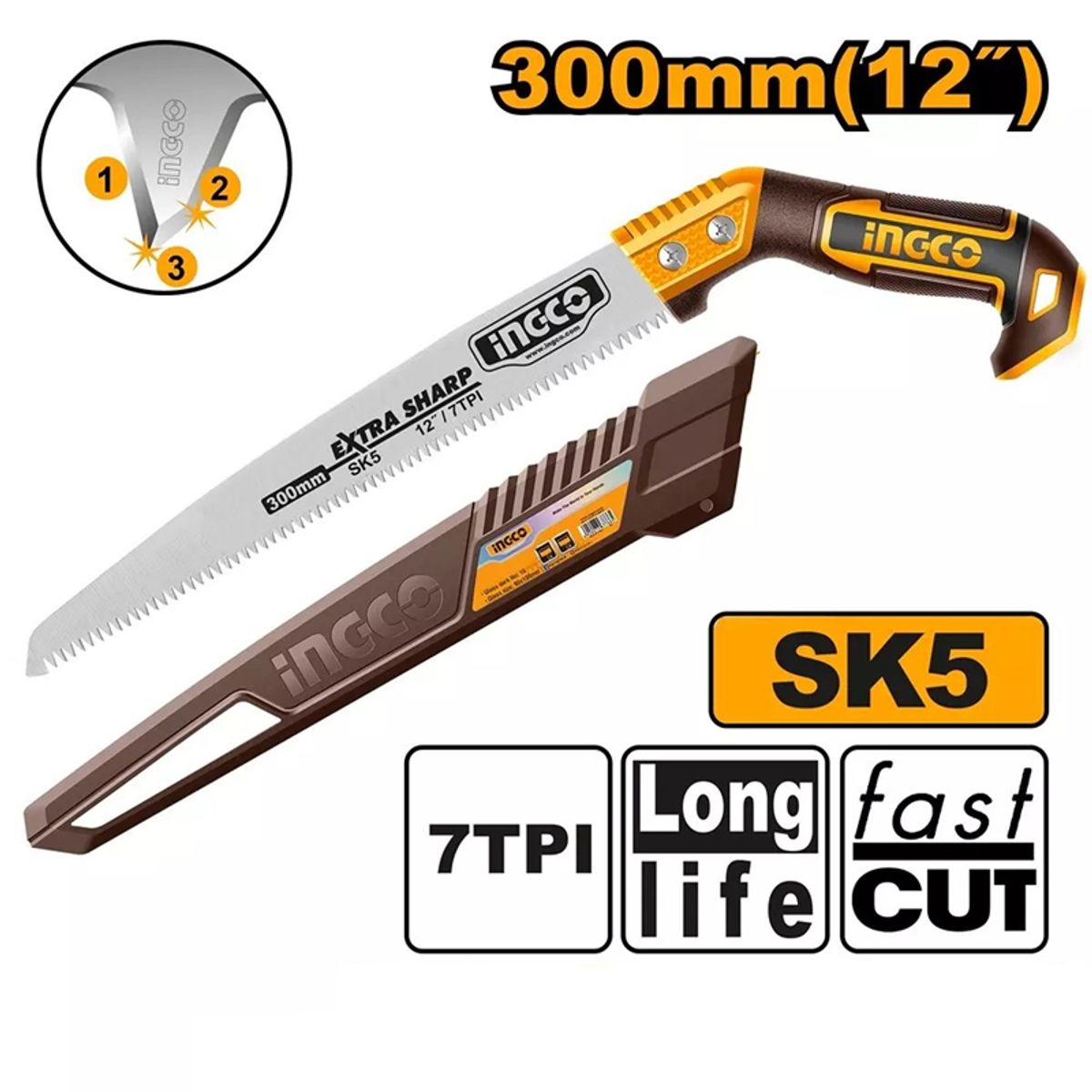 INGCO - Serrucho De Poda Recto Industrial 300 Mm 12 P Ingco Hps3006