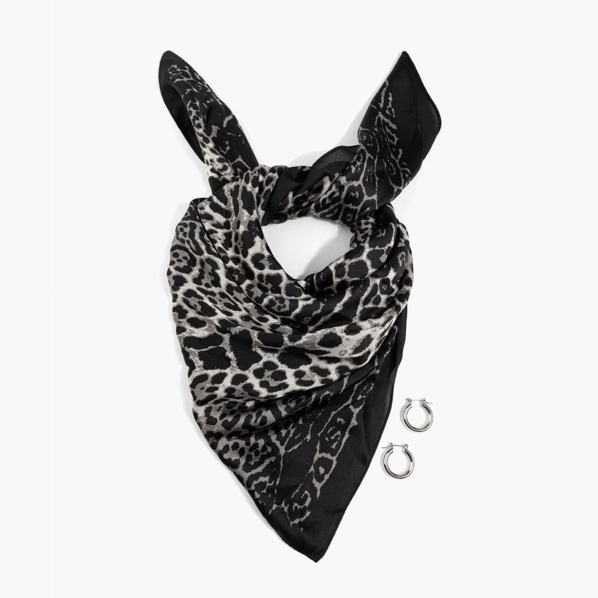 LOUNGE - Set Pañuelo Y Aros Mujer Diseño Animal Print