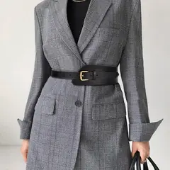 DANZAMANIA - Cinturon Ancho Mujer Estilo Coreano con Hebilla Corsé Cintura Abrigo