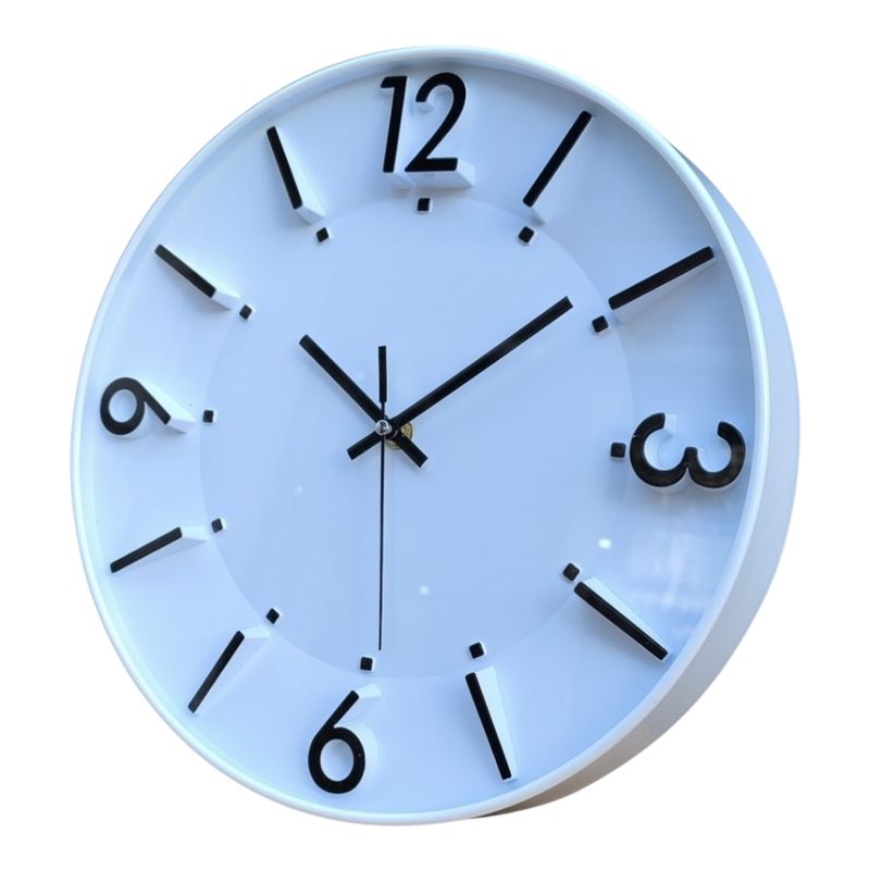 GENERICO - Reloj de Pared 30 cm - Blanco y Negro