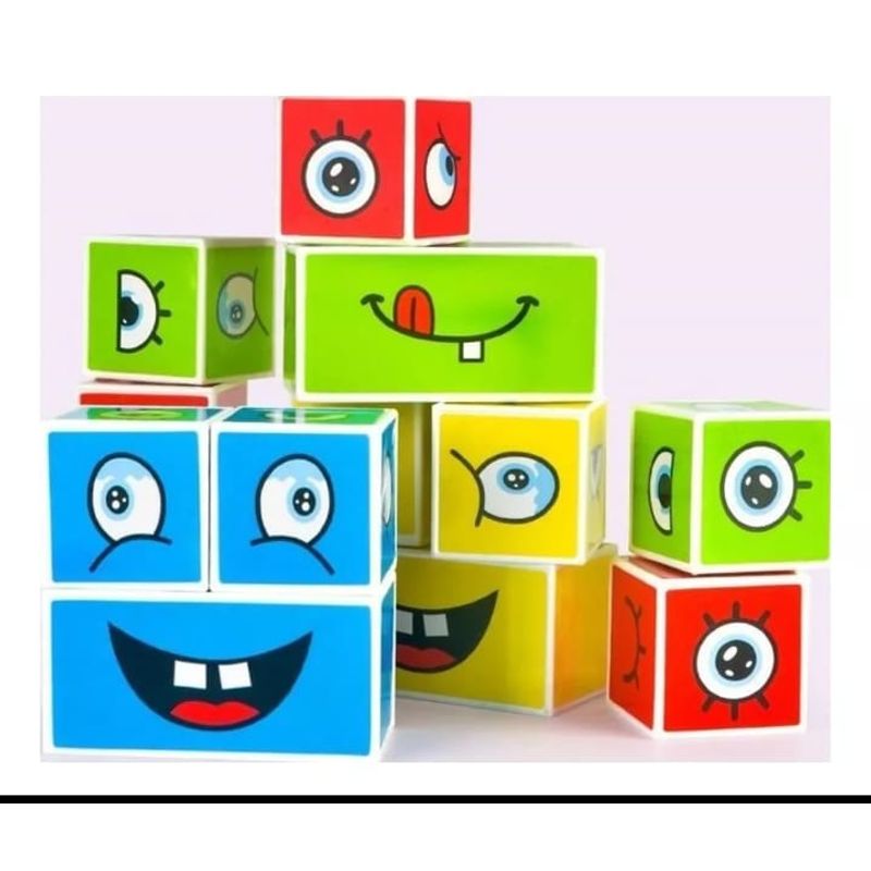 GENERICO - Juego De Puzzle Cubos Didactico Expresiones Y Emociones