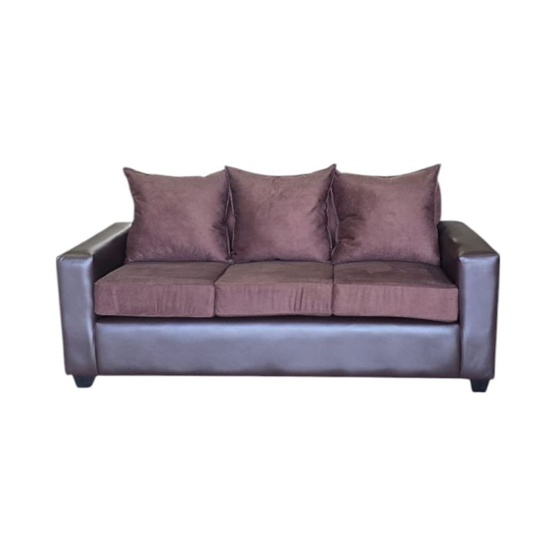 DISEÑOS VALESTRINI - SOFA STEFANNY EN FELPA Y ECOCUERO CHOCOLATE