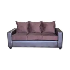 DISEÑOS VALESTRINI - SOFA STEFANNY EN FELPA Y ECOCUERO CHOCOLATE