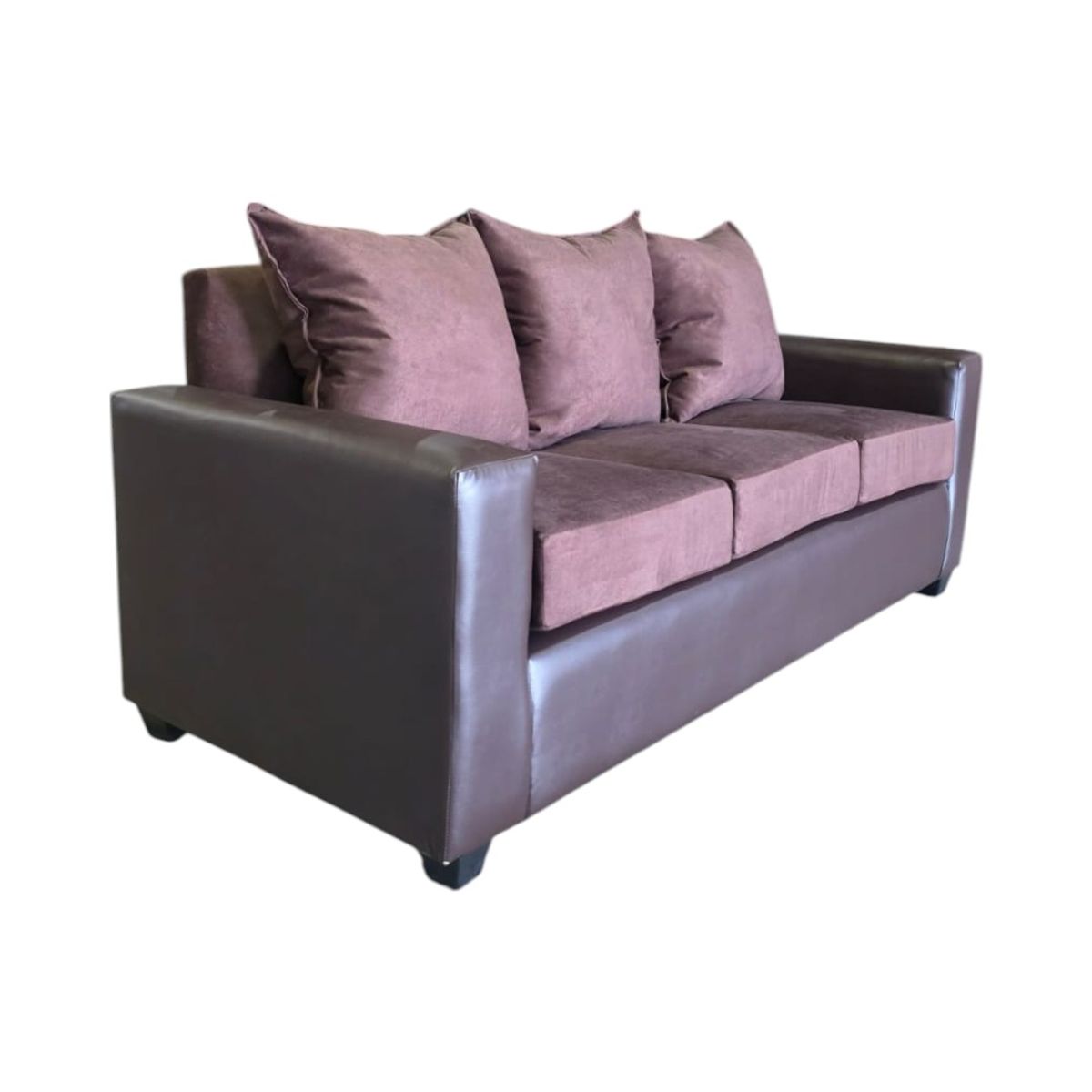 DISEÑOS VALESTRINI - SOFA STEFANNY EN FELPA Y ECOCUERO CHOCOLATE