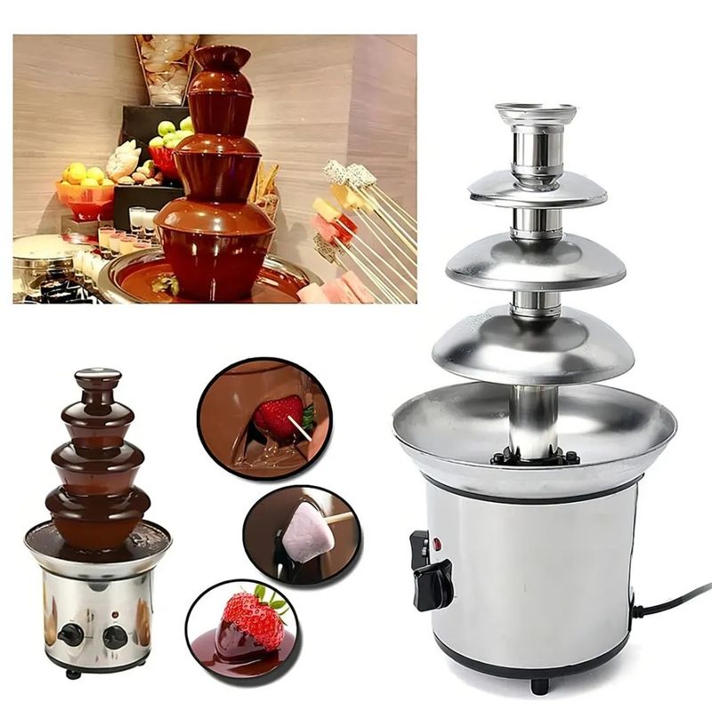 MOVI - Cascada Fuente Chocolate Fondue 4 Niveles Acero Inoxidable