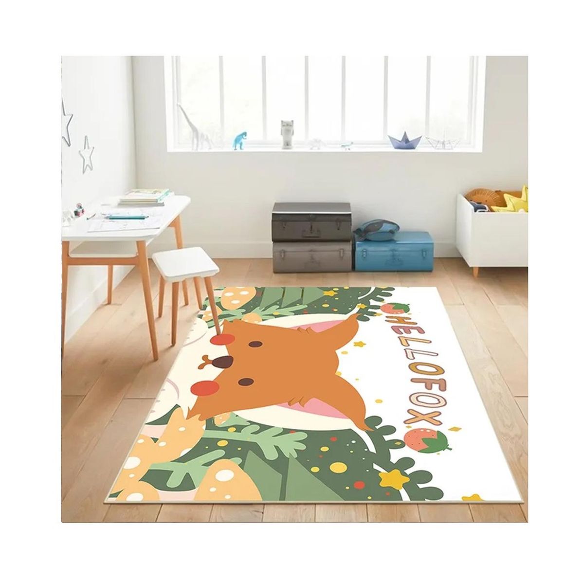KIVARA - Alfombra Infantil Zorrito 80X120 Cm Tapete Dormitorio