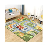 Alfombra Infantil Ciudad 80X120 Cm Tapete Dormitorio Sala