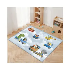 KIVARA - Alfombra Infantil Transportes 80X120 Cm Tapete Dormitorio