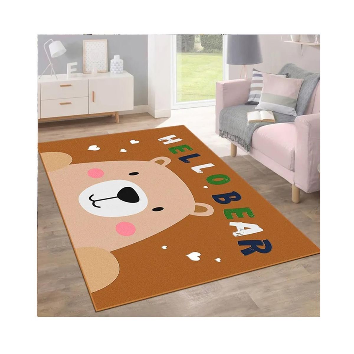 KIVARA - Alfombra Infantil Niños Osito 80X120 Cm Tapete Dormitorio