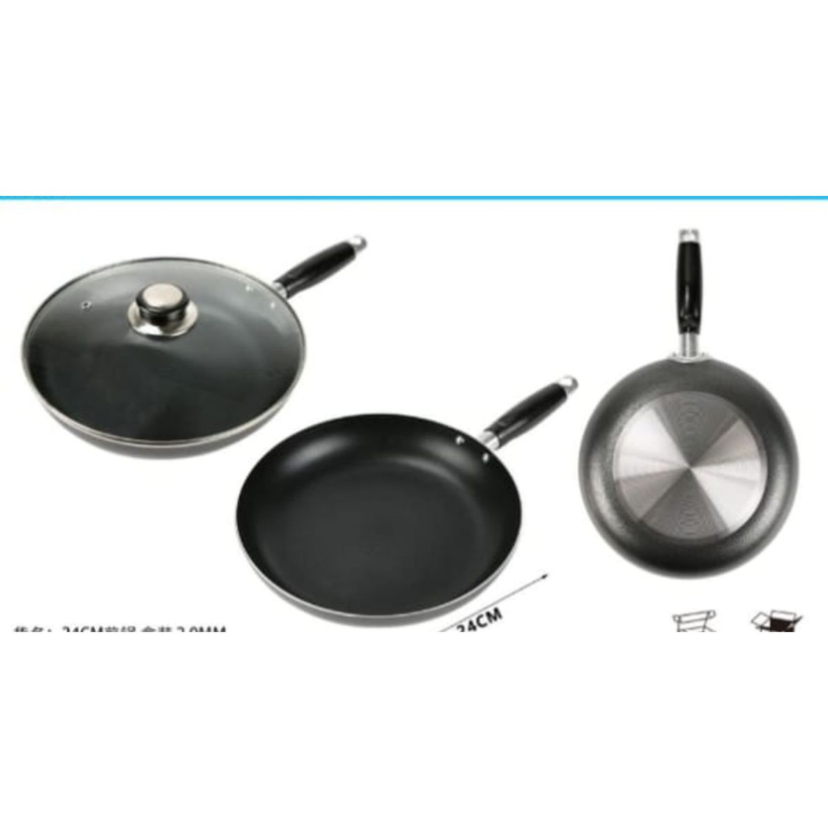 GENERICO - Sarten Antihaderente Para La Cocina 24 Cm Redondo 2.0MM