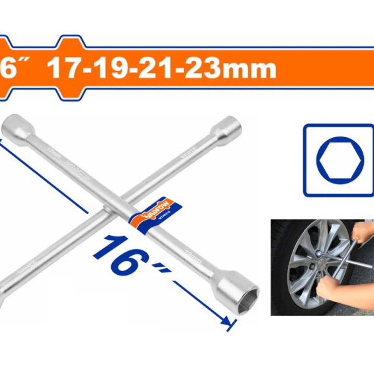 WADFOW - Llave Cruz Para Auto 17-23 Mm 16 Pulgadas Wadfow Wth8316 Veh