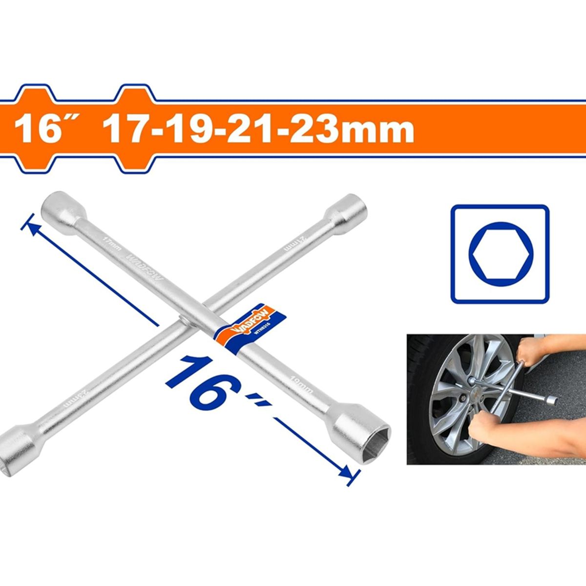 WADFOW - Llave Cruz Para Auto 17-23 Mm 16 Pulgadas Wadfow Wth8316 Veh