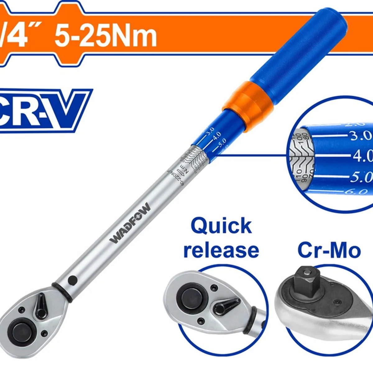 WADFOW - Llave De Torque Torquimetro Dinamometrica 5-25nm 14 Wadfow