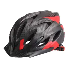 GENERICO - Casco De Bicicleta Con Luz Led - negro con rojo