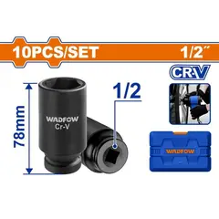 WADFOW - Set Dados De Impacto Largos 10 Pz 1/2 Pulgada Wms2d02