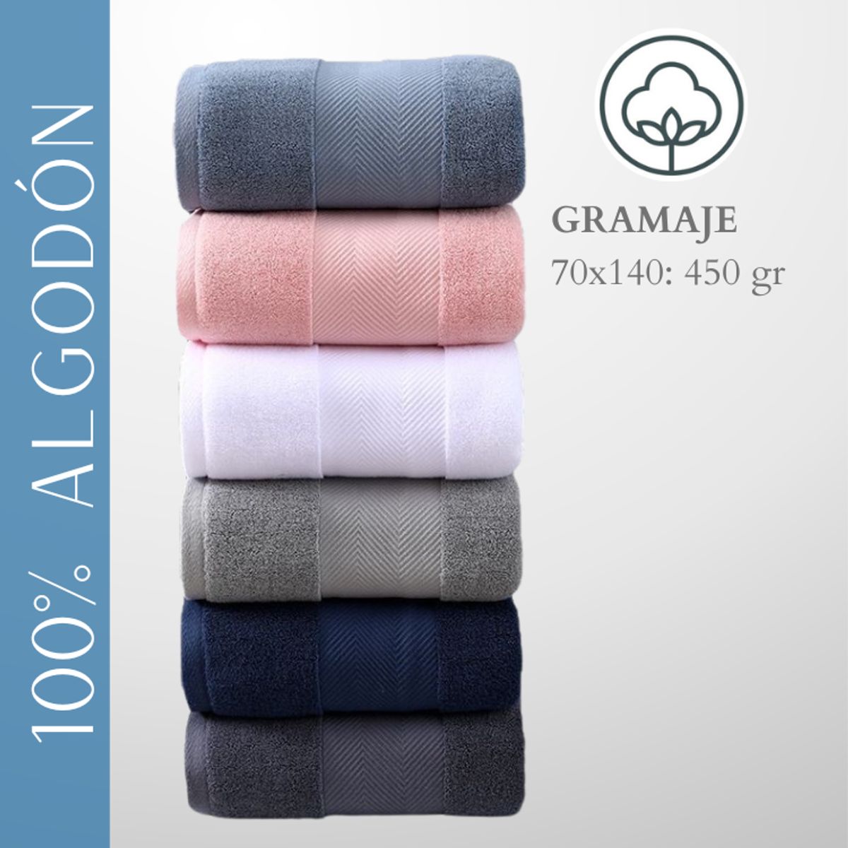 GARSIL - Pack De 3 Toallas De Baño Cuerpo Ducha de Algodon 70x140cm Gruesa