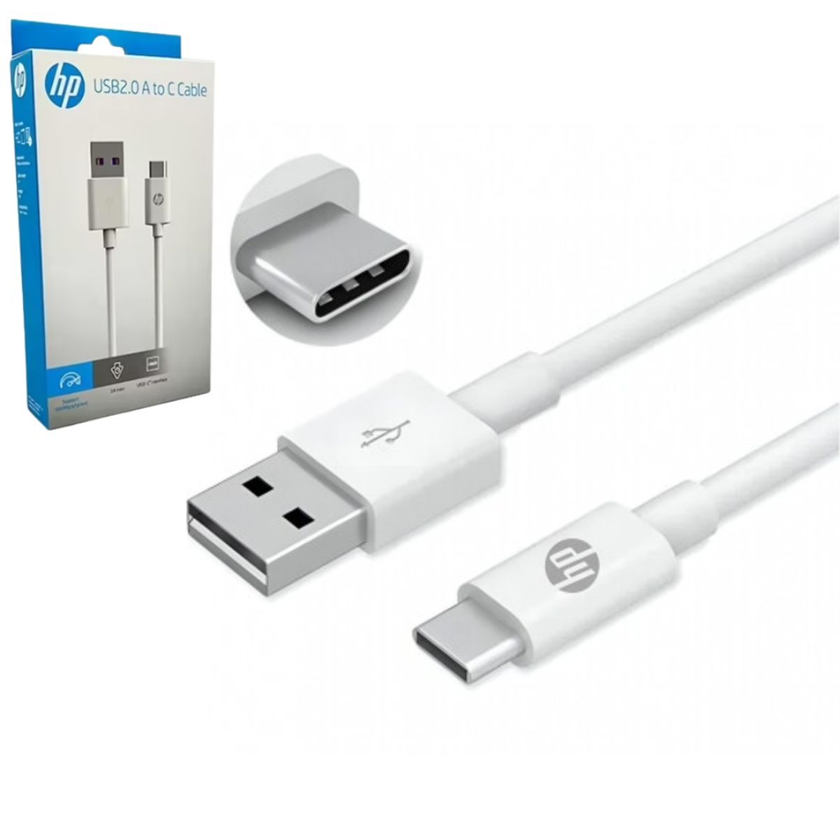 HP - Cable Hp Usb Tipo-c 1 Metro Blanco Carga Rápida Datos 480mbps