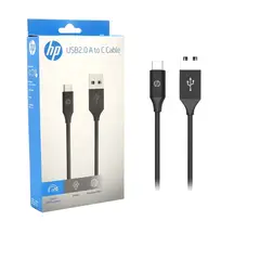 HP - Cable Usb Tipo-c 1 Metro Negro Carga Rápida Datos 480mbps