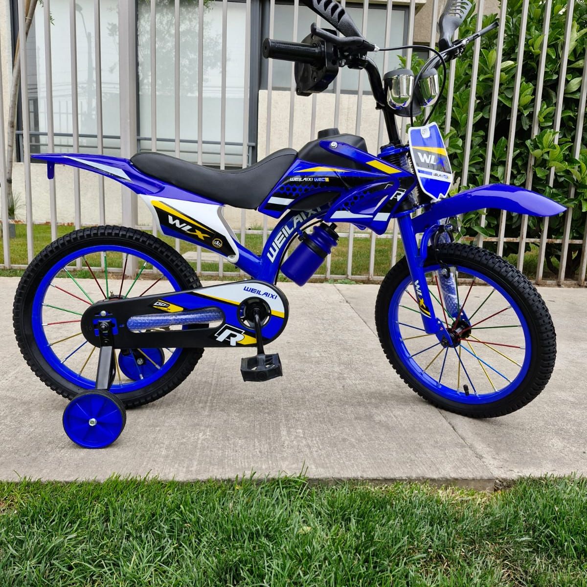 GENERICO - Bicicleta Aro 16  Sonido De Moto Infantil Niños Bike Azul E