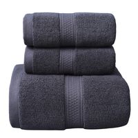 Pack De 3 Toallas De Baño y mano hotel de Algodon grueso gris oscuro