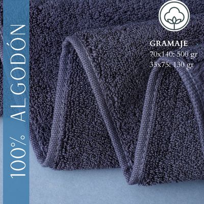 Imagen 2 del producto Pack De 3 Toallas De Baño y mano hotel de Algodon grueso gris oscuro