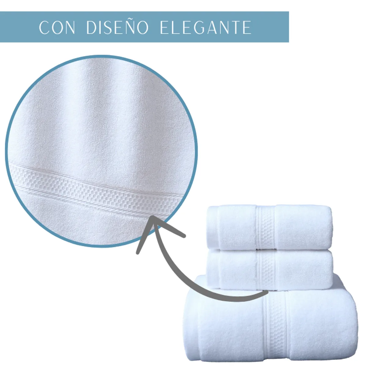 GARSIL - Pack De 3 Toallas De Baño y mano hotel de Algodon grueso blanco