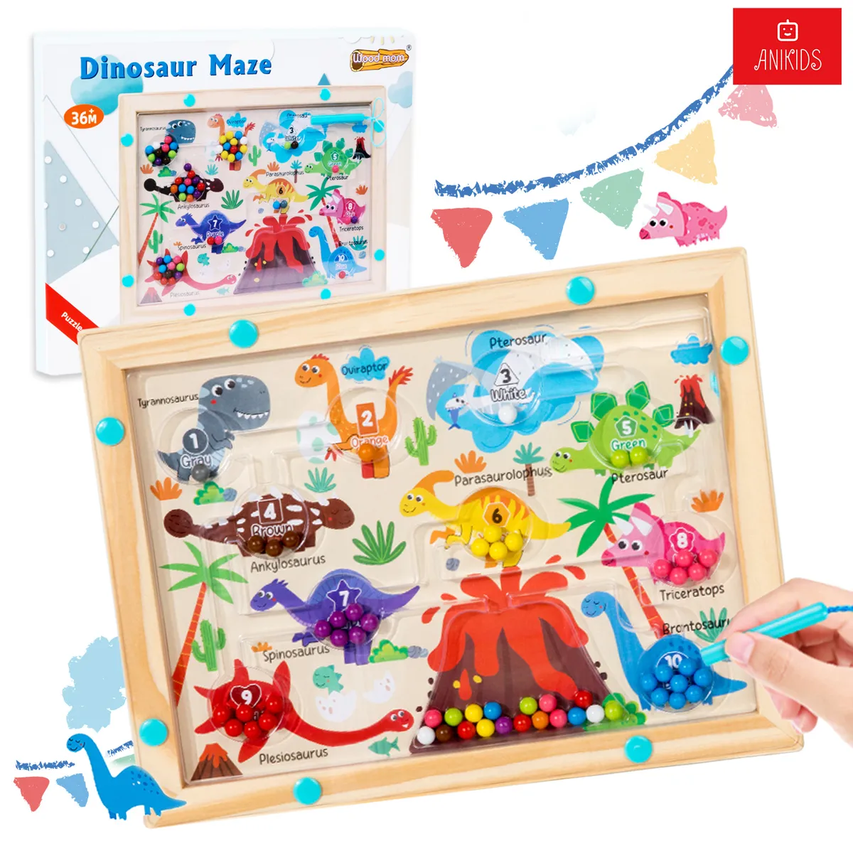 ANIKIDS - Laberinto Magnético Juguete Didáctico Montessori Madera Niño