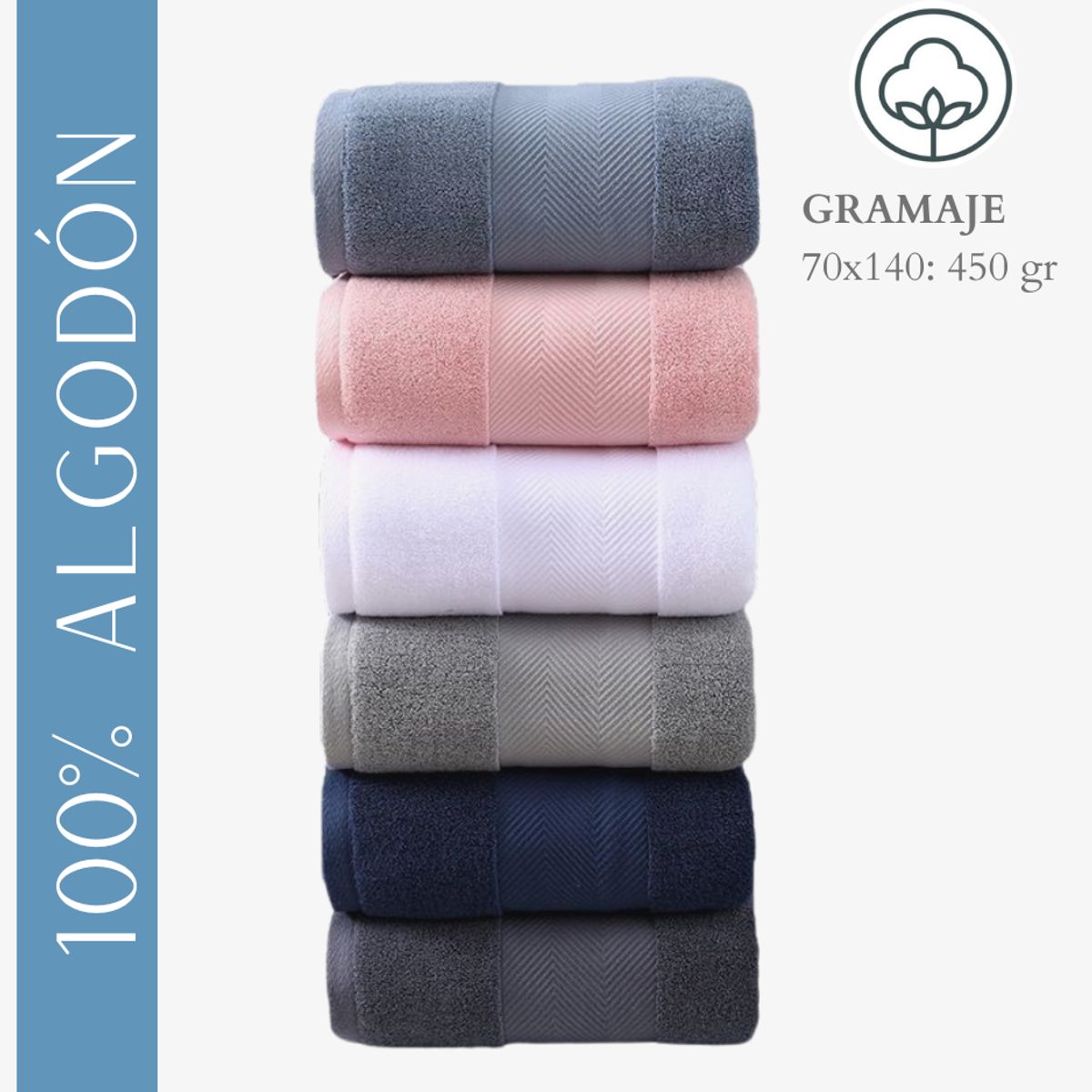 GARSIL - Pack De 3 Toallas De Cuerpo Baño hotelera de Algodon 70x140cm gruesa