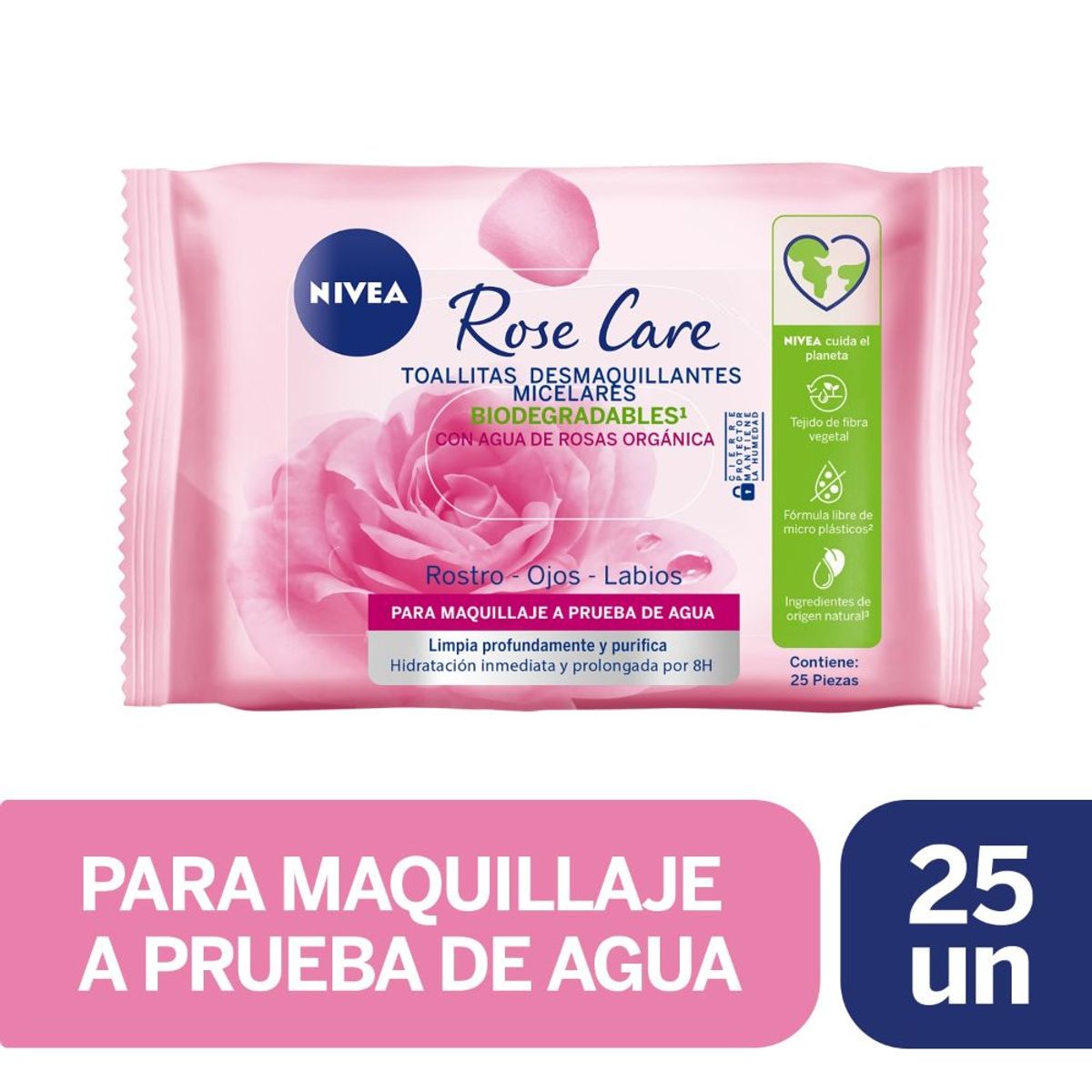 NIVEA - Toallitas Desmaquillantes Micelares Nivea Rose Care 25 Un
