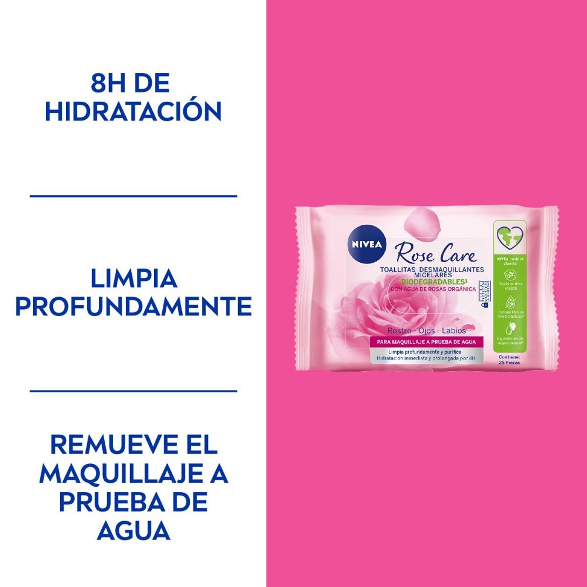 NIVEA - Toallitas Desmaquillantes Micelares Nivea Rose Care 25 Un