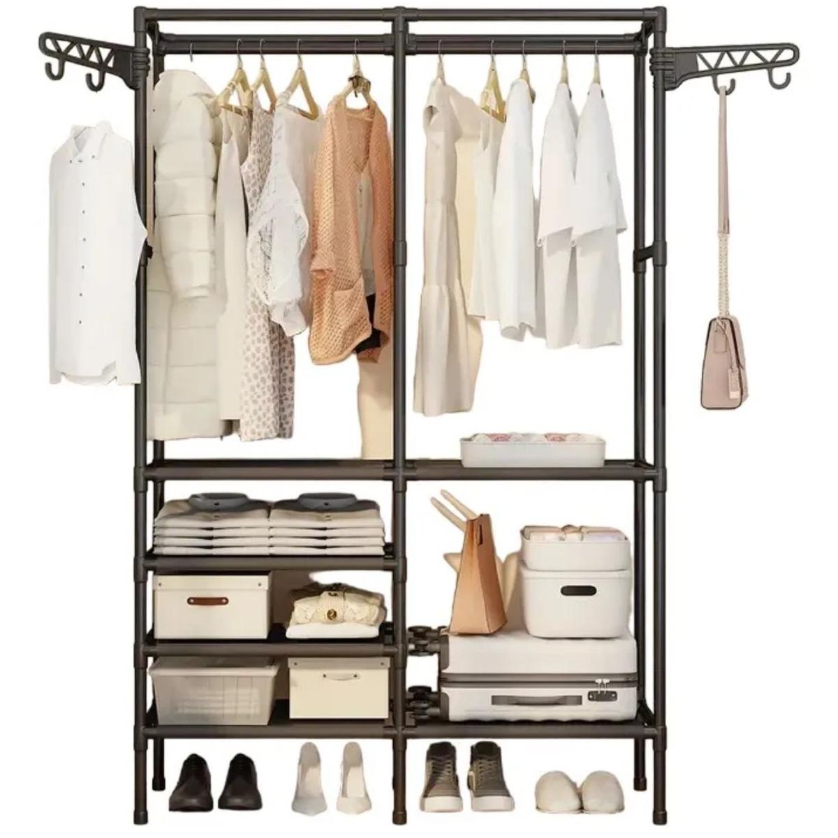GENERICO - Perchero Exhibidor Y Organizador De Ropa 2 Cuerpos Negro