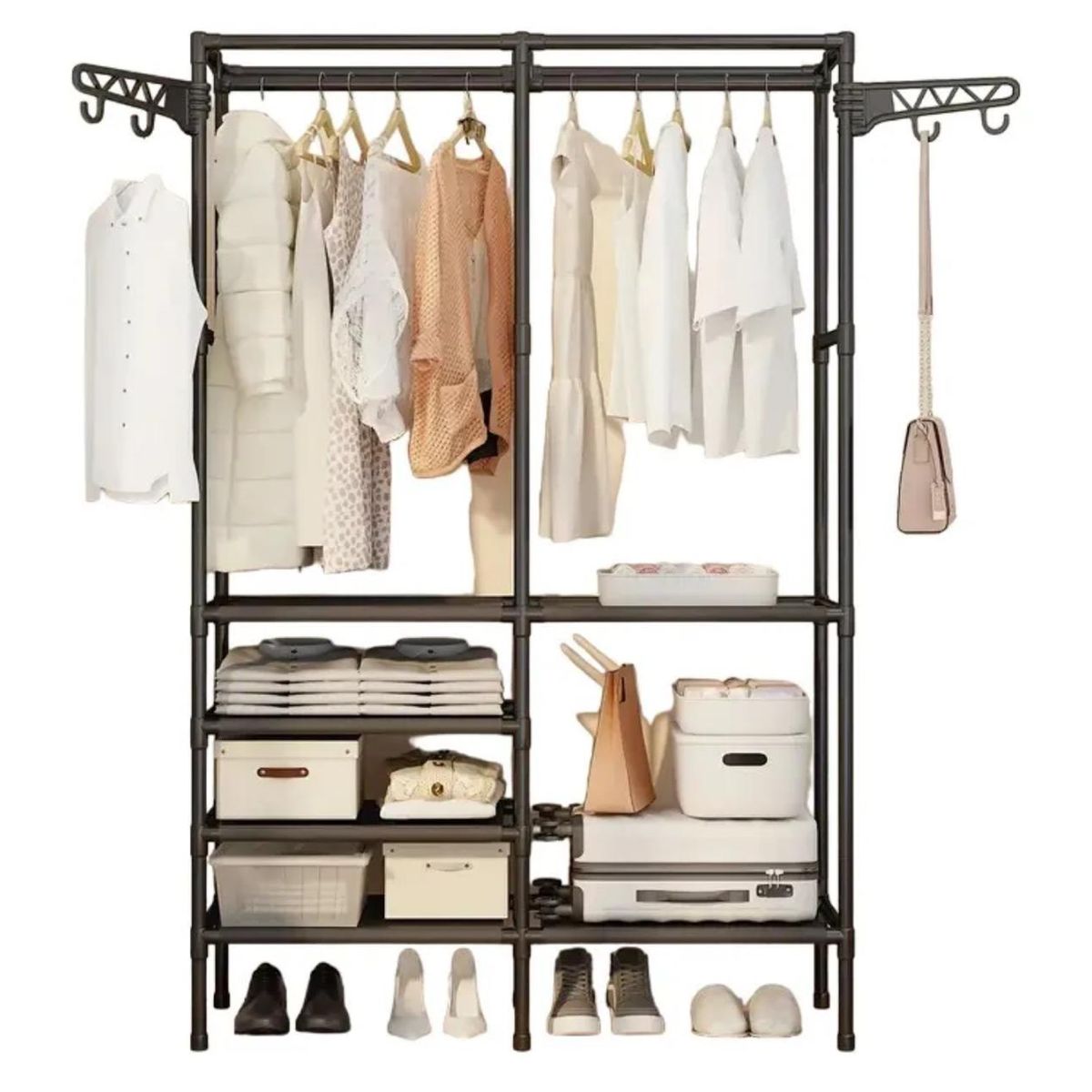 GENERICO - Perchero Exhibidor Y Organizador De Ropa 2 Cuerpos Negro