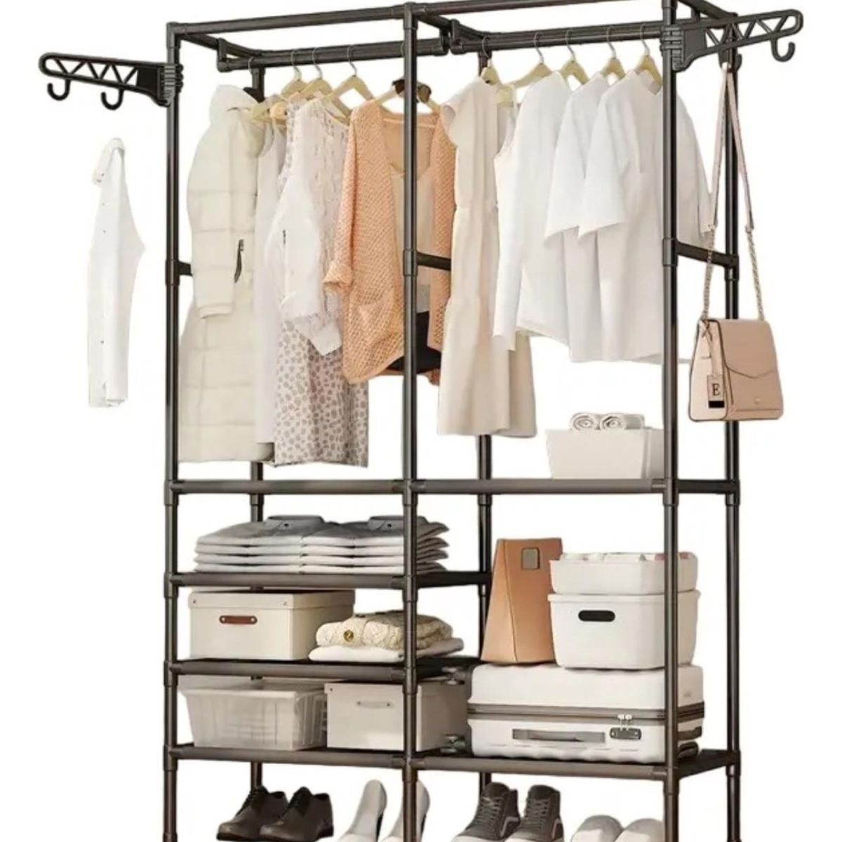 GENERICO - Perchero Exhibidor Y Organizador De Ropa 2 Cuerpos Negro