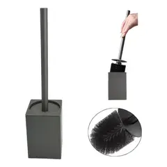 GENERICO - Cepillo Baño Escobilla Inodoro Metálico Negro Moderno Hogar