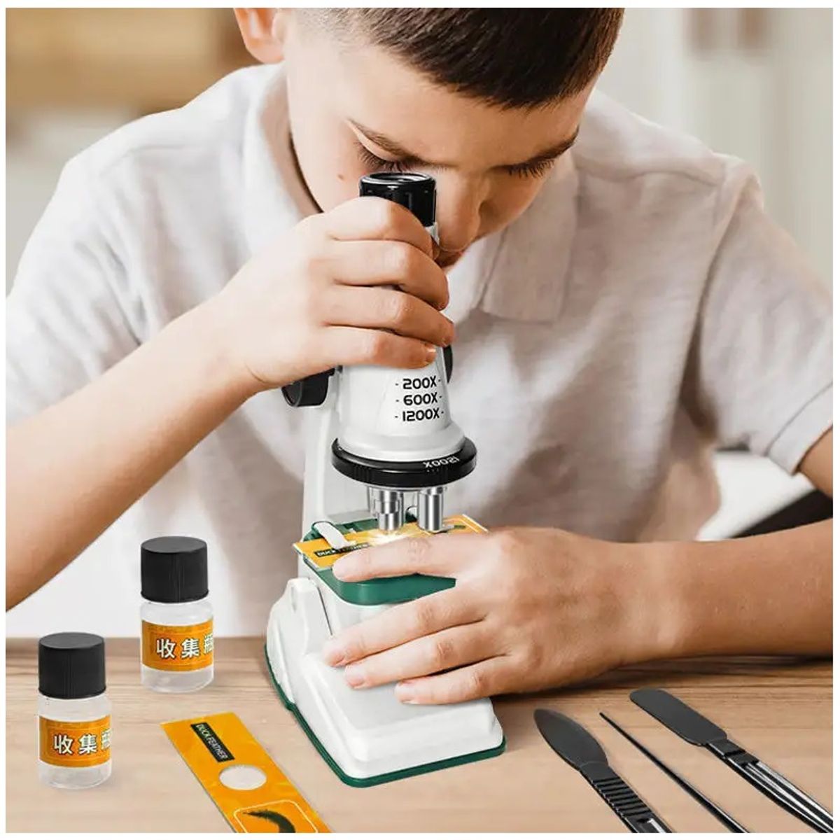 GENERICO - Microscopio Educativo Infantil 1200X con Luz LED y Lentes HD