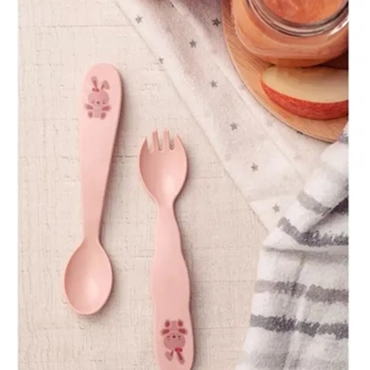 Set 2 cubiertos plástico libre BPA para bebé 6 meses rosado, marca TRAMONTINA - Foto Principal