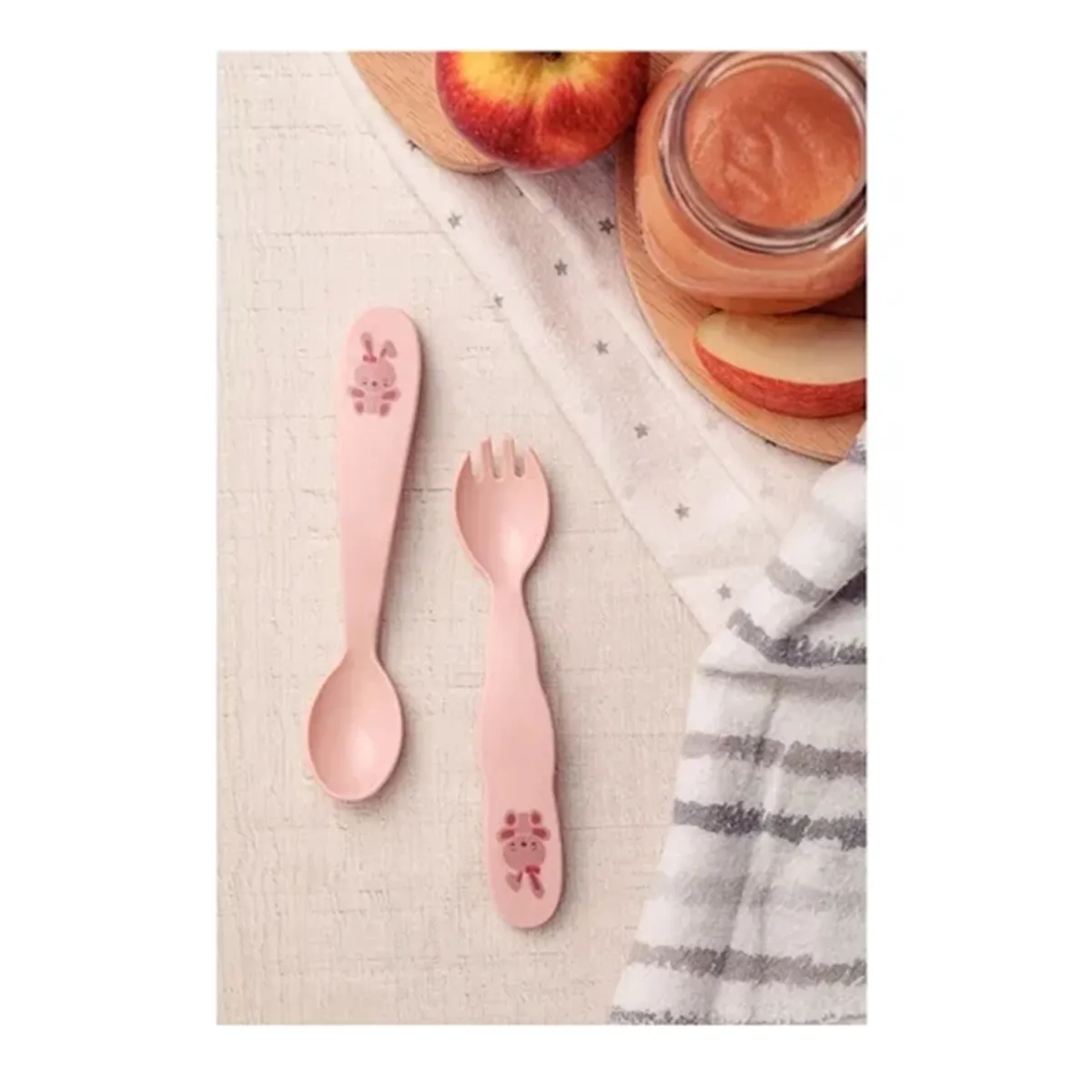 Set 2 cubiertos plástico libre BPA para bebé 6 meses rosado, marca TRAMONTINA - Foto Principal