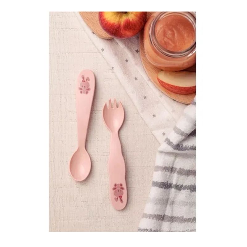 TRAMONTINA - Set 2 cubiertos plástico libre BPA para bebé 6 meses rosado