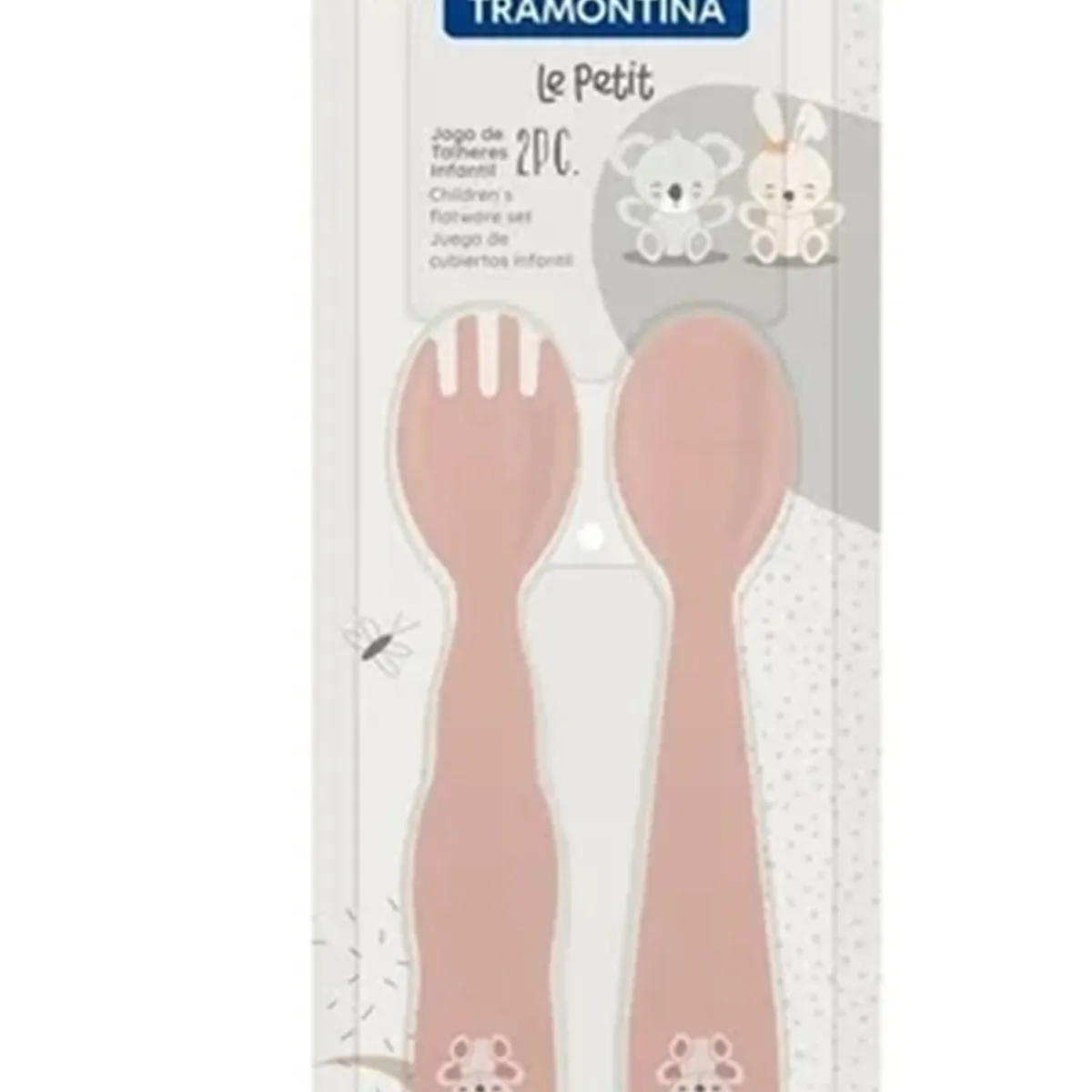 Set 2 cubiertos plástico libre BPA para bebé 6 meses rosado, marca TRAMONTINA - Foto 2