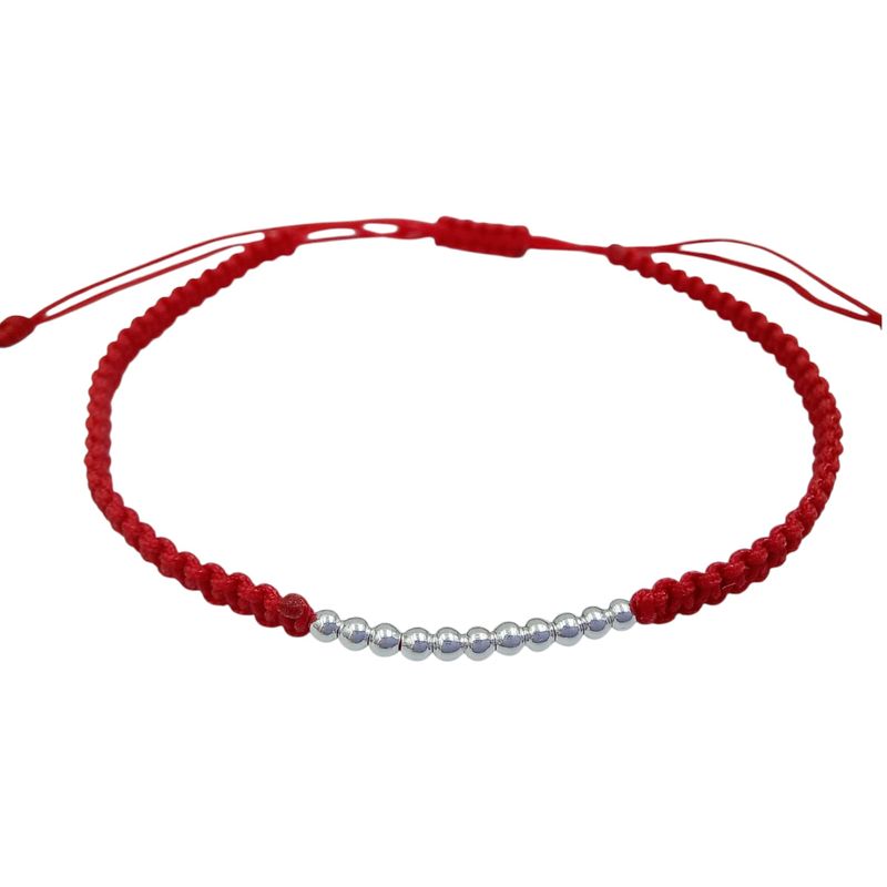 GENERICO - Pulsera Hilo Rojo Mostacillas Plata 925