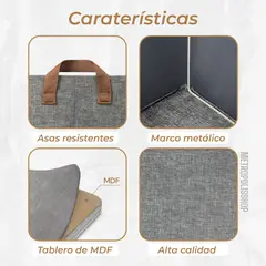 GENERICO - Caja Organizadora Plegable Apilable 47x28x20cm Gris Con Asa Pack de 3