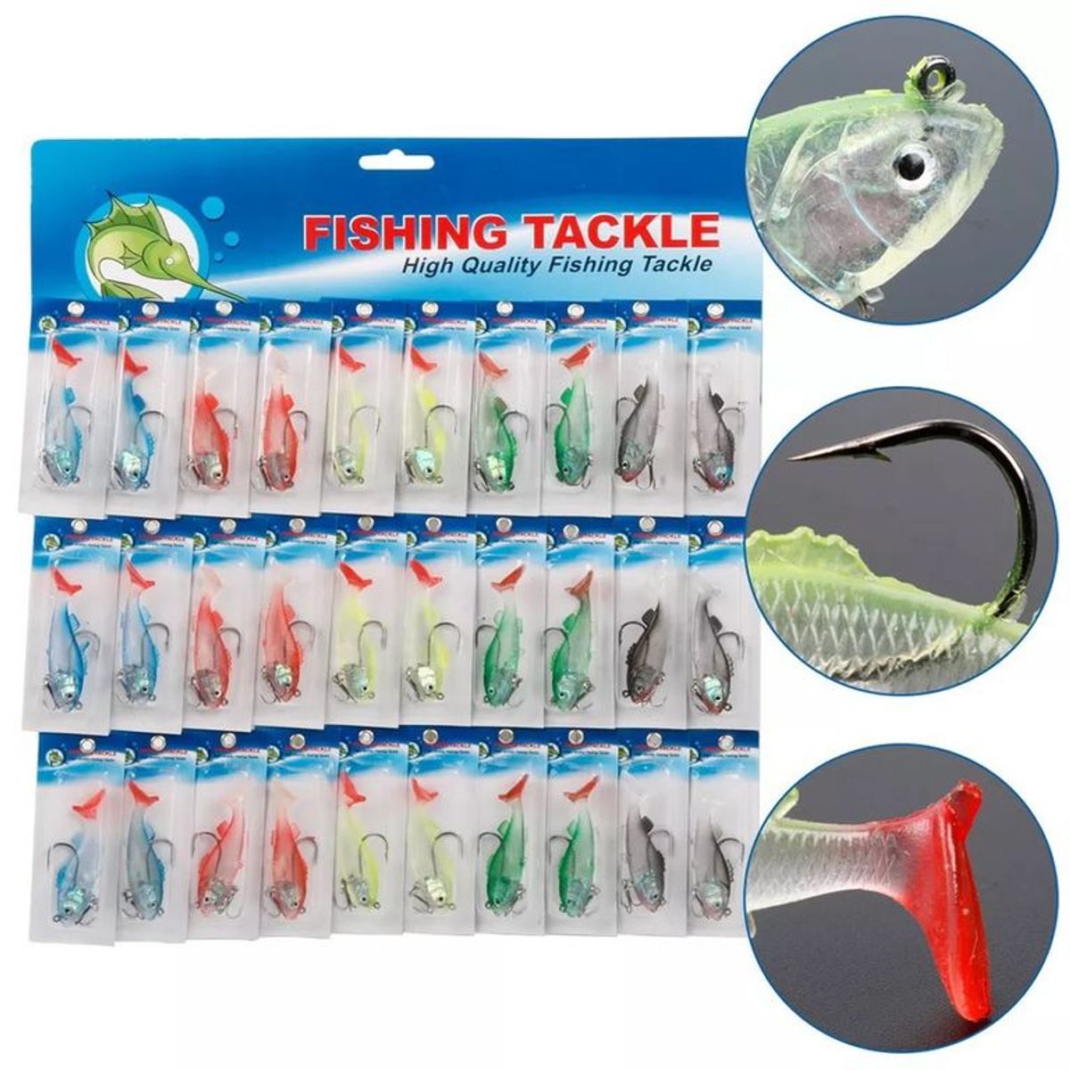 GENERICO - Set De 30 Señuelos De Silicona 55 Cm