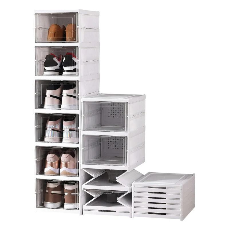 GENERICO - Zapatero 6 Niveles Plegable Organizador Caja De Zapatos Transparente