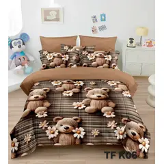 GENERICO - Cubrecama 5D QUILT 1.5 PLAZA TIERNOS OSITO MARRON DISEÑO INFANTIL TF
