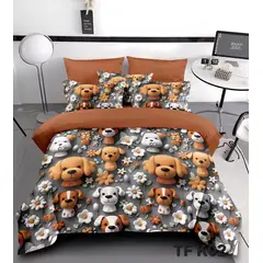 GENERICO - Cubrecama 5D QUILT 1.5 PLAZA PERRITOS TIERNOS DISEÑO INFANTIL TF