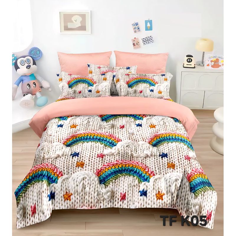 GENERICO - CUBRECAMA INFANTIL TEJIDO ARCOIRIS 5D QUILT TF